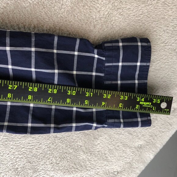 Uniqlo Mens Shirt Size XL Long Sleeve Button Down Windowpane Navy Casual Classic - Picture 6 of 12